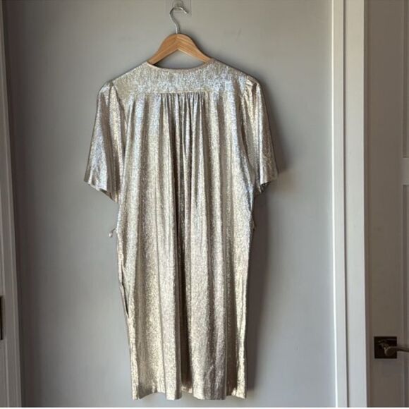 Sabina Musayev Shimmer Short Sleeve V Neck Waist Tie Dress - Picture 7 of 11